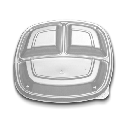 Forum Forum 9 3 Compartment Clear Low Dome Vented Square Lid, PK300 CL213-0903C-1